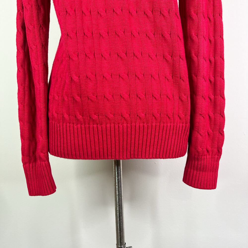 Polo Ralph Lauren | Women's Red Cable Knit Cotton Pullover Designer Sweater XL - Picture 8 of 10